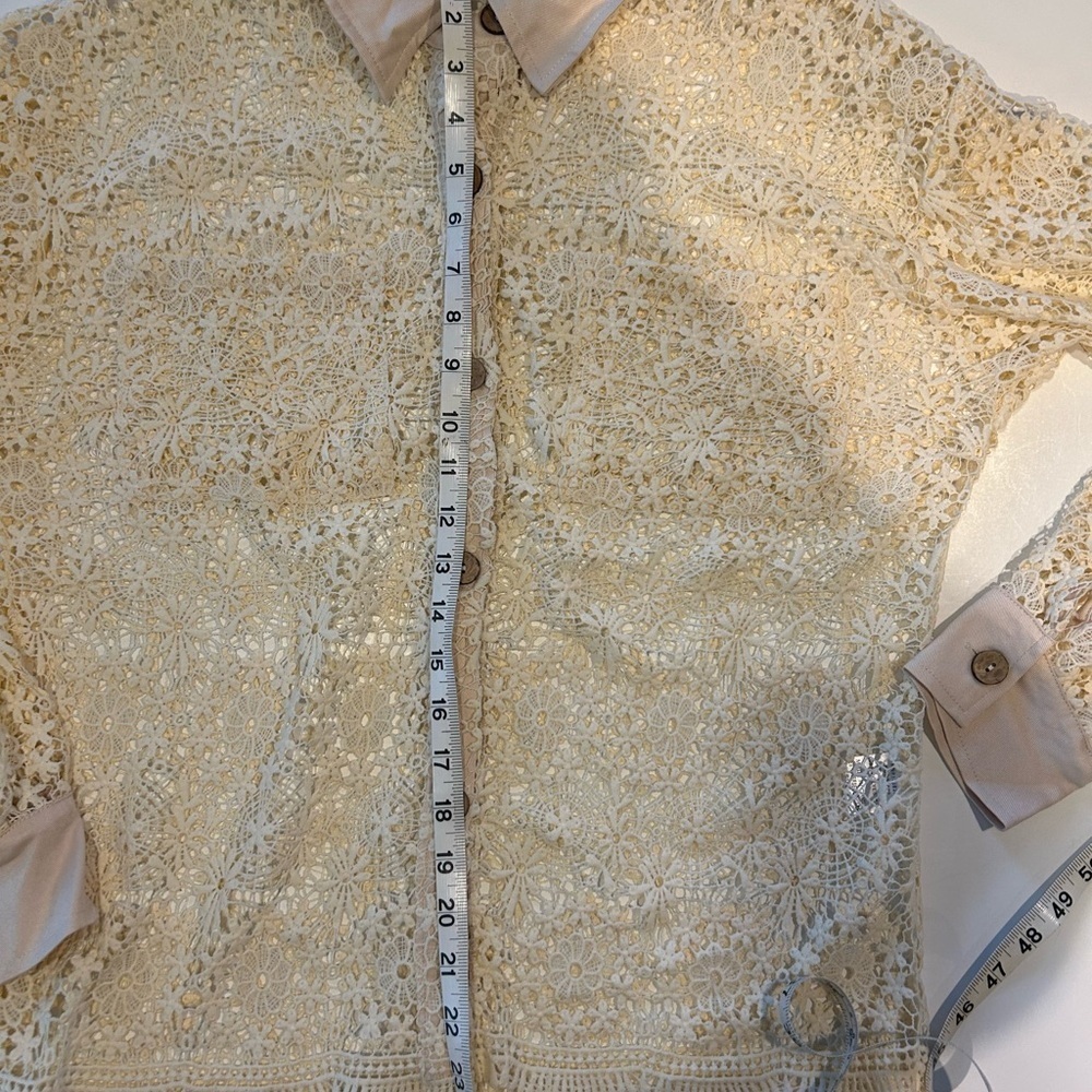 WHITE BIRCH WOMENS FLORAL BUTTON DOWN LONG SLEEVE TOP SIZE SMALL NATURAL NEW - Picture 5 of 12